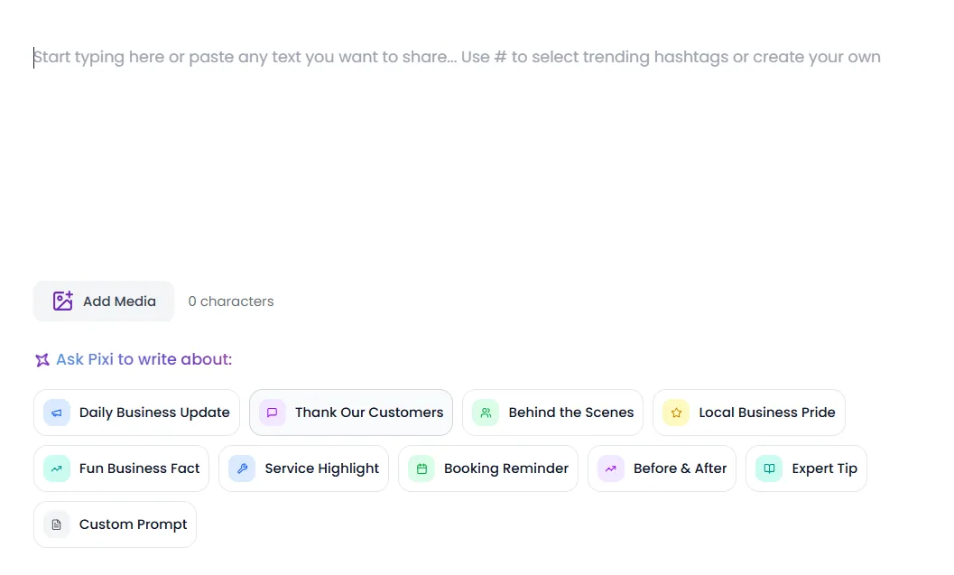 Pixipie Post Creator generating social content